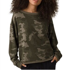 🌿🍂 Prana Cozy Up Polmale Camo Sweatshirt Oversized M Soft Hemp Blend EUC